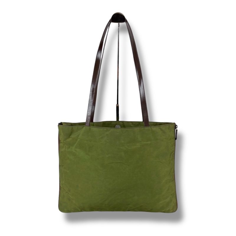 Prada Tote Triangle Logo Tessuto Nylon Khaki Green