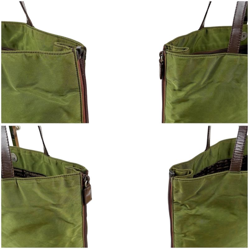 Prada Tote Triangle Logo Tessuto Nylon Khaki Green