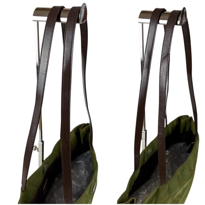 Prada Tote Triangle Logo Tessuto Nylon Khaki Green