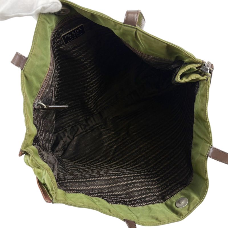 Prada Tote Triangle Logo Tessuto Nylon Khaki Green