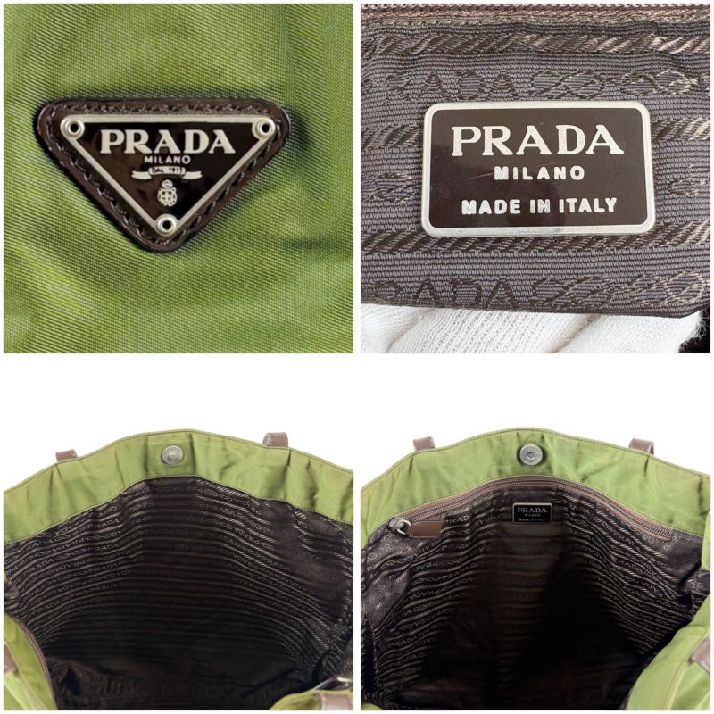 Prada Tote Triangle Logo Tessuto Nylon Khaki Green