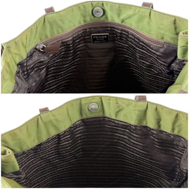 Prada Tote Triangle Logo Tessuto Nylon Khaki Green