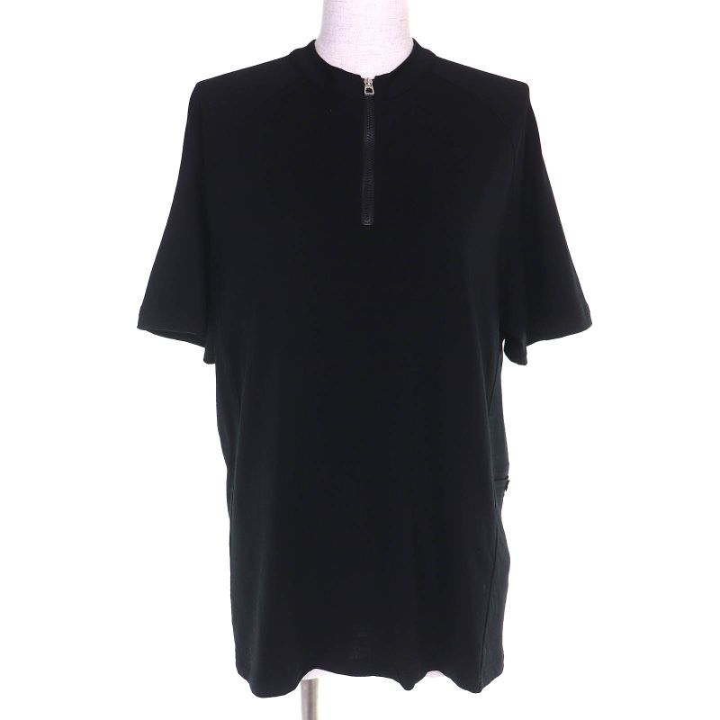 Hermes Workman Female Silver Metal Fittings Half Zip Short Sleeve Shirt Top Black Hat