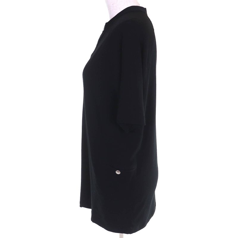 Hermes Workman Female Silver Metal Fittings Half Zip Short Sleeve Shirt Top Black Hat