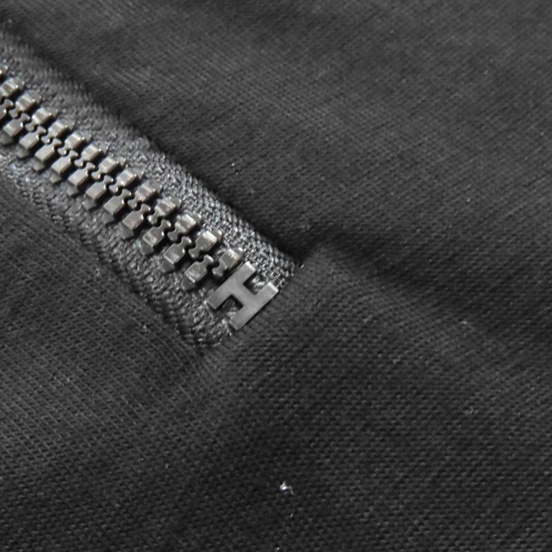 Hermes Workman Female Silver Metal Fittings Half Zip Short Sleeve Shirt Top Black Hat