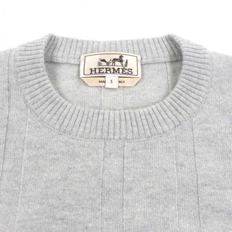Hermes Workman Female Wool Cashmere Crew Neck Pullover Knit Sweater Gray