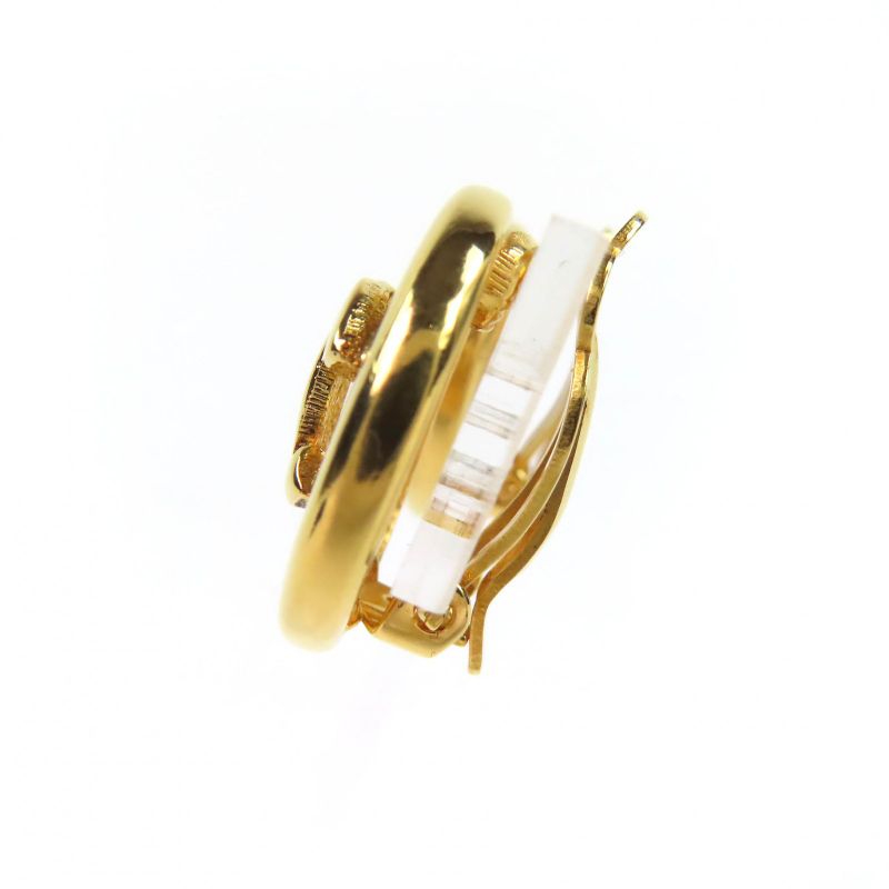 Chanel Vintage Round Here Mark Ear Clip Earrings for Both Ears Gold Ring