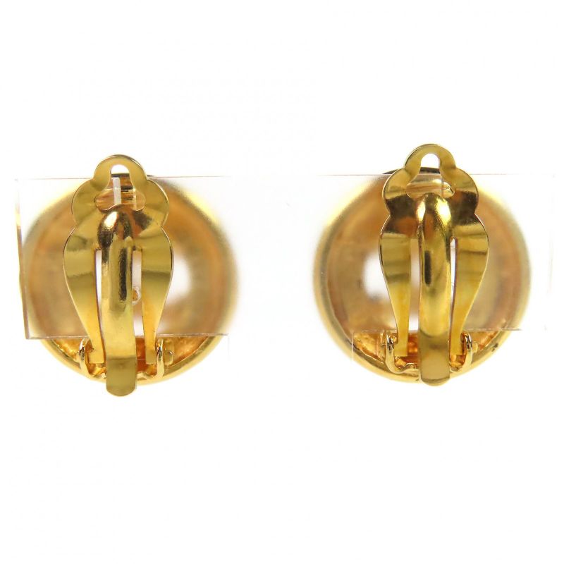 Chanel Vintage Round Here Mark Ear Clip Earrings for Both Ears Gold Ring