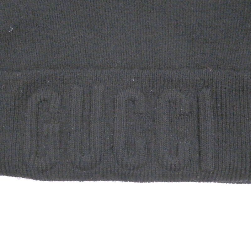 Gucci Logoworkman Beanie Knit Cap Hat Black Sweater