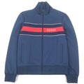 Gucci Neoprene Logo Web Stripe Zip Up Track Jacket Navy Hat