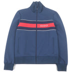 Gucci Neoprene Logo Web Stripe Zip Up Track Jacket Navy Hat