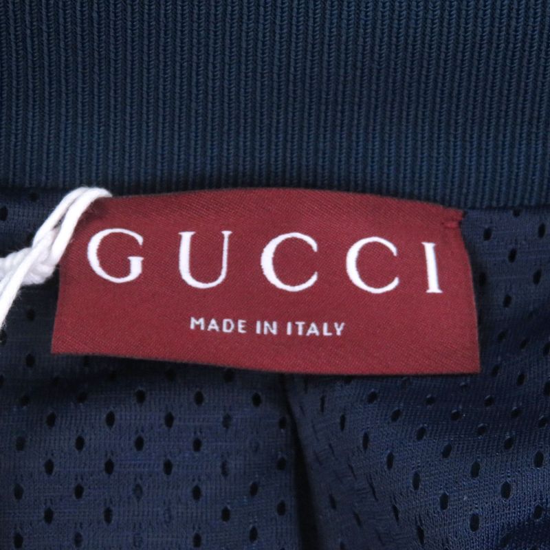 Gucci Neoprene Logo Web Stripe Zip Up Track Jacket Navy Hat