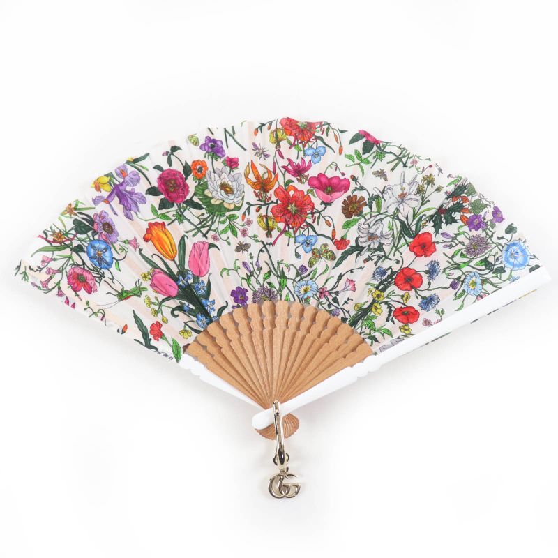 Gucci Doublegcharm Flora Print Silk Satin Large Fan Multi Hat
