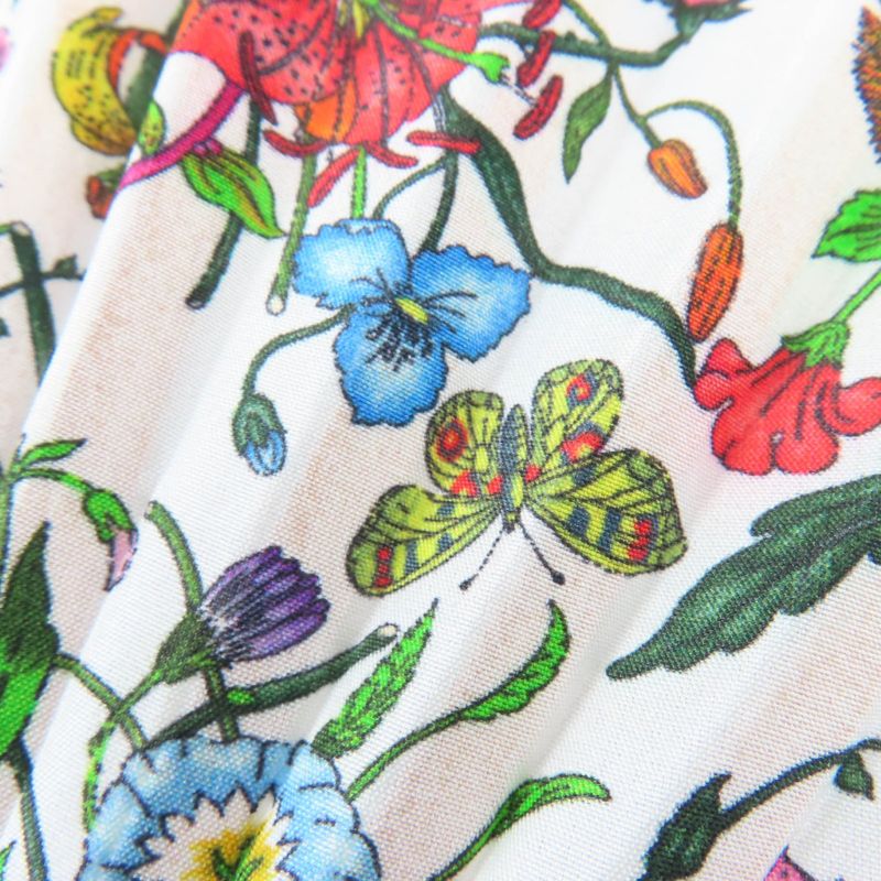 Gucci Doublegcharm Flora Print Silk Satin Large Fan Multi Hat