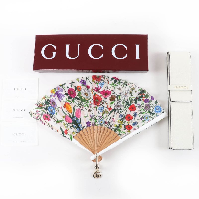 Gucci Doublegcharm Flora Print Silk Satin Large Fan Multi Hat