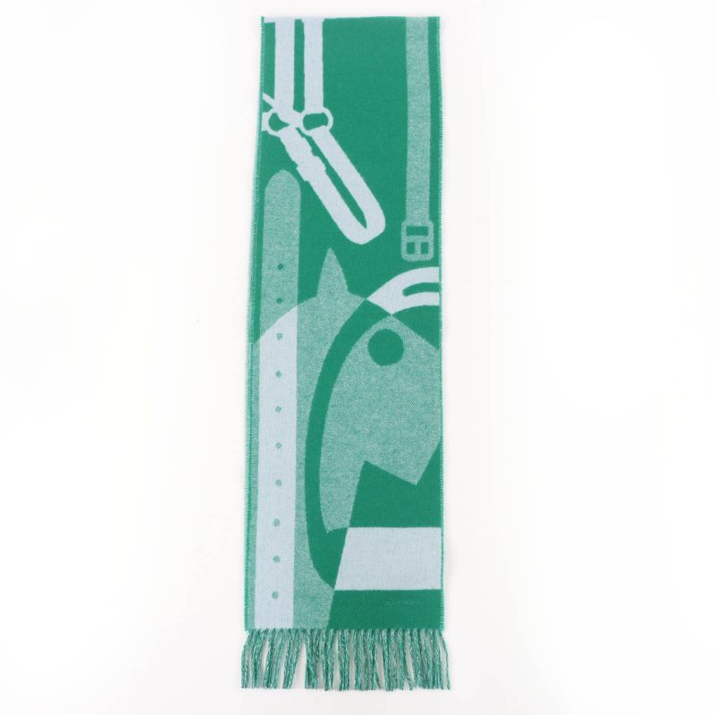 Hermes Workman Female Cashmeremuffler Steady Go Mint/ Bicolor Scarf