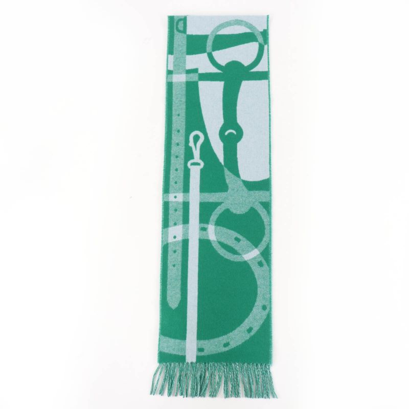 Hermes Workman Female Cashmeremuffler Steady Go Mint/ Bicolor Scarf