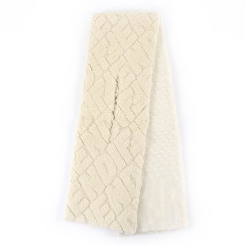 Fendi Camel Wool Logo Knit Scarf Ivory