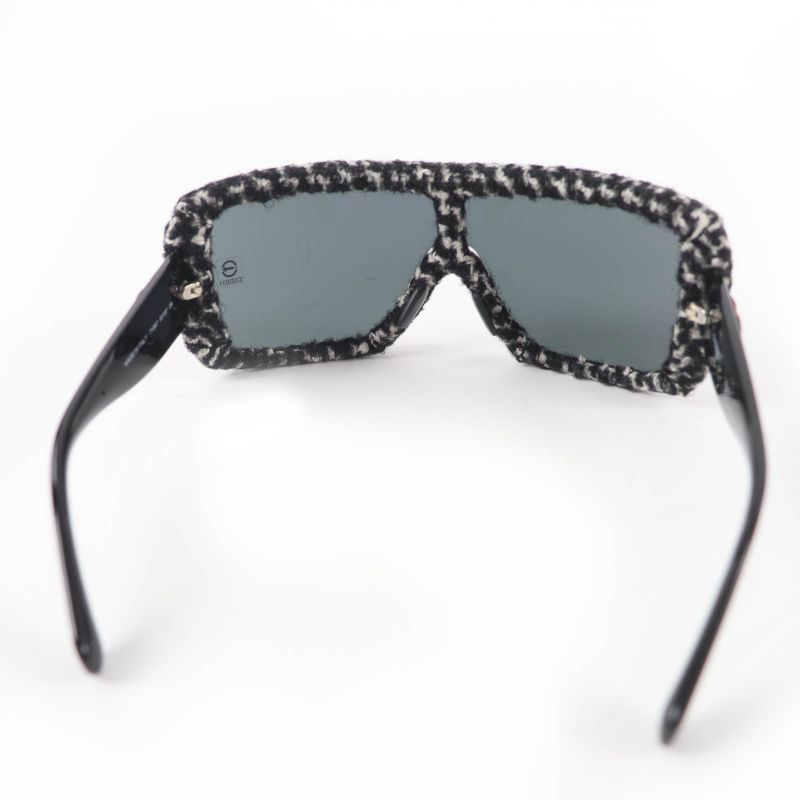 Chanel Here Mark Tweed Sunglasses Black White Red Eyewear