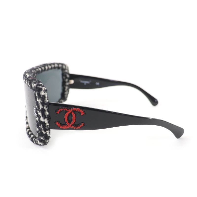 Chanel Here Mark Tweed Sunglasses Black White Red Eyewear