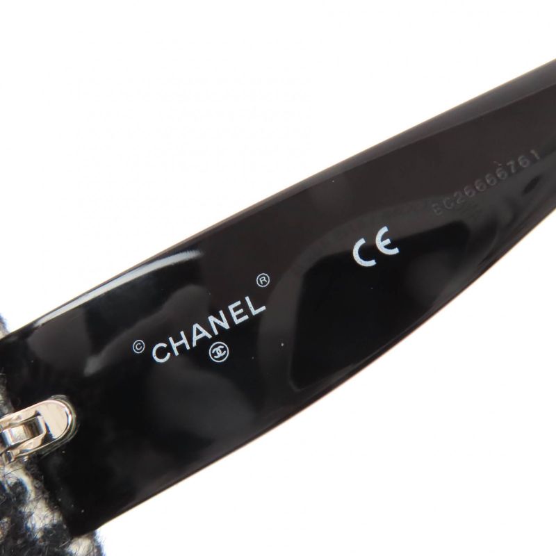 Chanel Here Mark Tweed Sunglasses Black White Red Eyewear