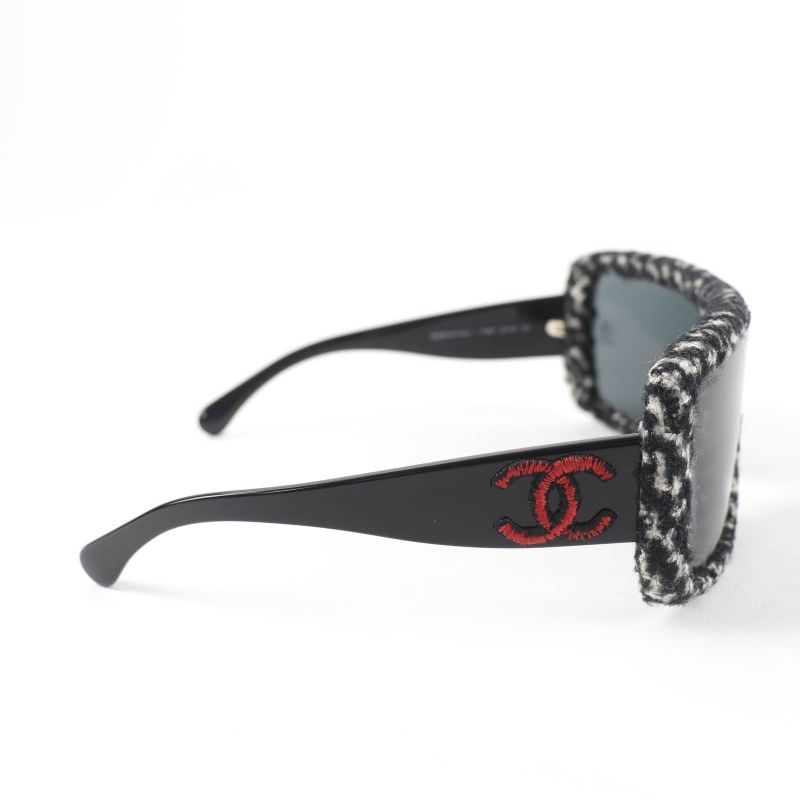 Chanel Here Mark Tweed Sunglasses Black White Red Eyewear