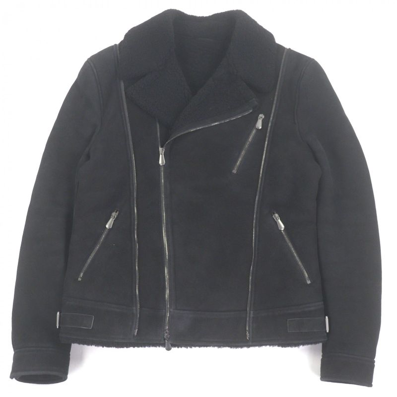 Bottega Veneta Sheepskin in Double Shearling Jacket Black 50 Hat