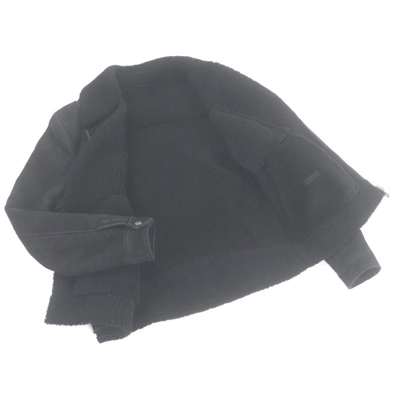 Bottega Veneta Sheepskin in Double Shearling Jacket Black 50 Hat
