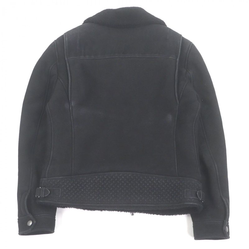 Bottega Veneta Sheepskin in Double Shearling Jacket Black 50 Hat
