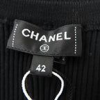 Chanel Cotton Here Mark Sleeveless Knit Top Black 42 Hat