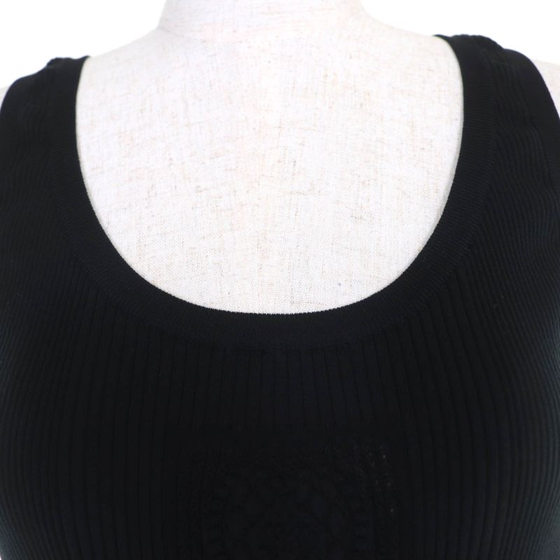 Chanel Cotton Here Mark Sleeveless Knit Top Black 42 Hat