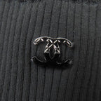 Chanel Cotton Here Mark Sleeveless Knit Top Black 42 Hat