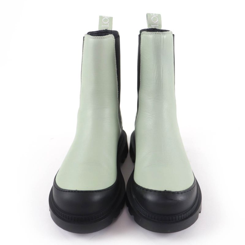 Loewe Workman Logo Leather Boots Green Black 38 Heel