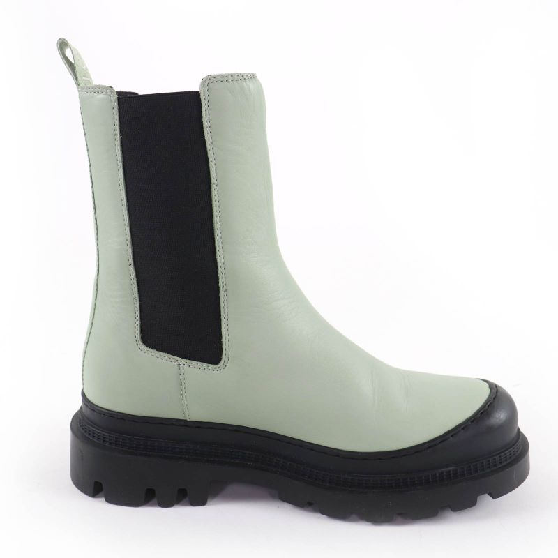 Loewe Workman Logo Leather Boots Green Black 38 Heel