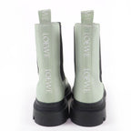 Loewe Workman Logo Leather Boots Green Black 38 Heel