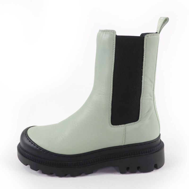 Loewe Workman Logo Leather Boots Green Black 38 Heel