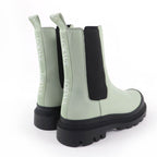 Loewe Workman Logo Leather Boots Green Black 38 Heel