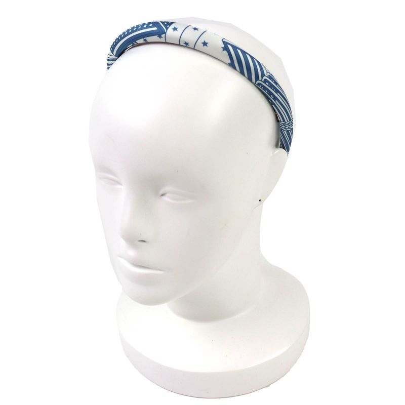 Hermes Workman Female Gina Zigzag Silk Star Hair Band Headband Blue White Hat