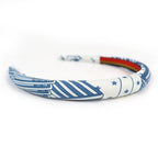 Hermes Workman Female Gina Zigzag Silk Star Hair Band Headband Blue White Hat