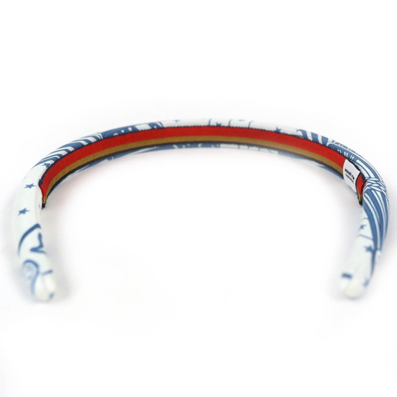 Hermes Workman Female Gina Zigzag Silk Star Hair Band Headband Blue White Hat