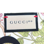 Gucci Silk in g Logo Floral Pattern Mini Fringe Scarf Ivory