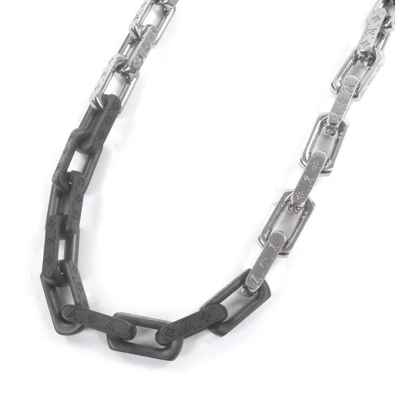 Louis Vuitton Necklace Monogram Silver Black