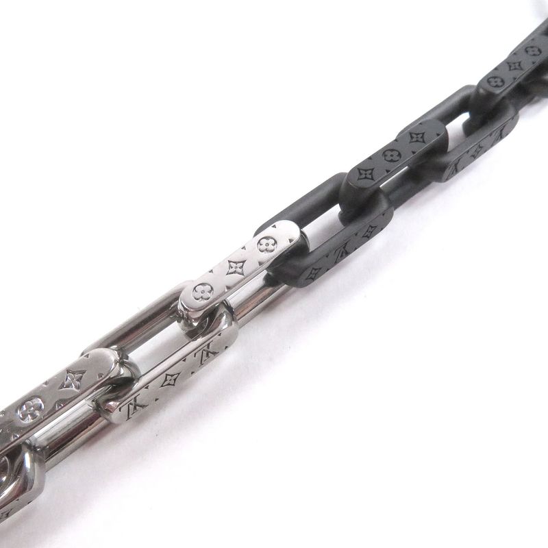 Louis Vuitton Necklace Monogram Silver Black