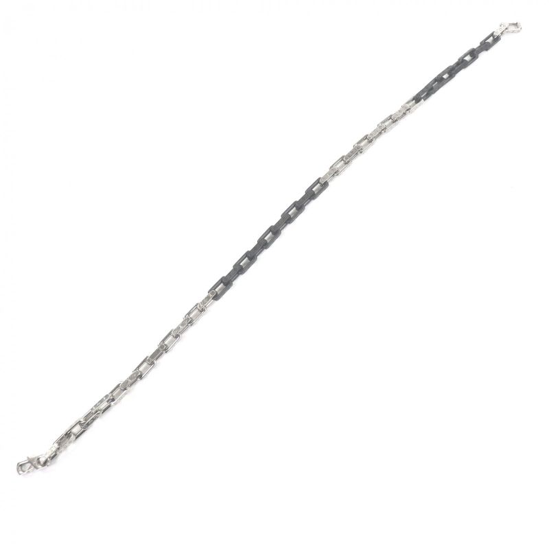 Louis Vuitton Necklace Monogram Silver Black