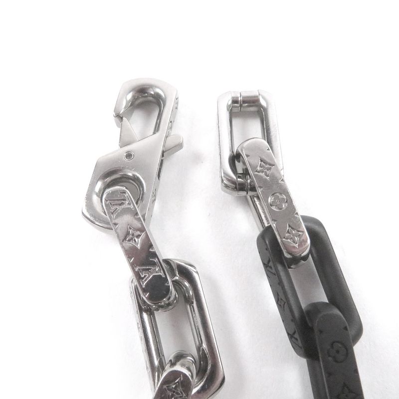Louis Vuitton Necklace Monogram Silver Black