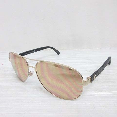 Chanel Sunglasses T6 Side CC Logo Quilted Metal Frame Gold