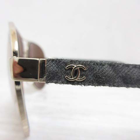 Chanel Sunglasses T6 Side CC Logo Quilted Metal Frame Gold