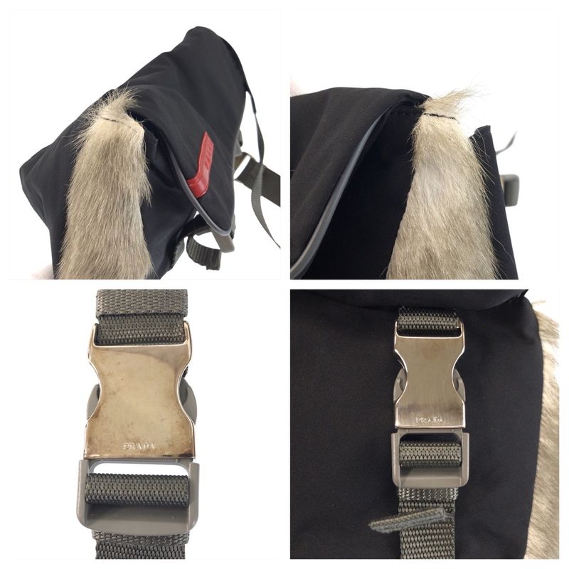 Prada Sports Tessuto Black Nylon Fur LN Belt Bag Waist Pouch