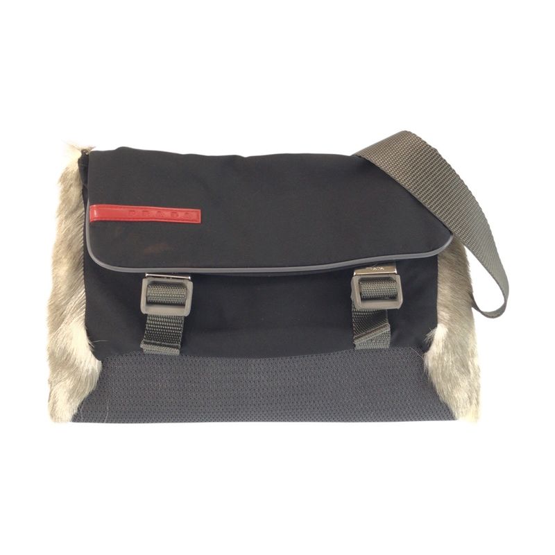 Prada Sports Tessuto Black Nylon Fur LN Belt Bag Waist Pouch