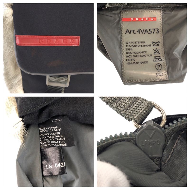 Prada Sports Tessuto Black Nylon Fur LN Belt Bag Waist Pouch